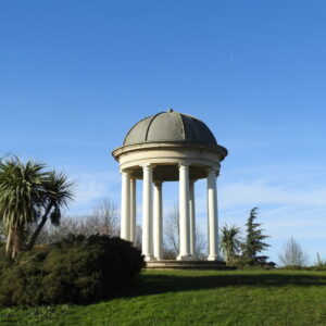 A bandstand on a hill within the Beaulieu parkland