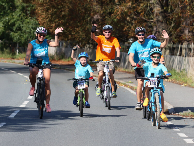 A family group taking part in Cycle for Life