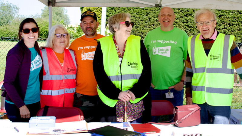 A group of volunteers at a fundraising event for Farleigh Hospice